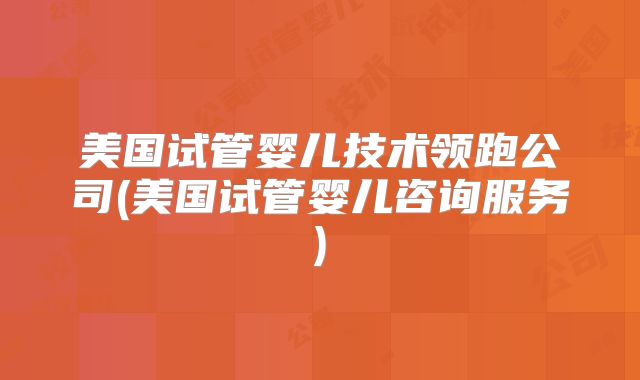 美国试管婴儿技术领跑公司(美国试管婴儿咨询服务)