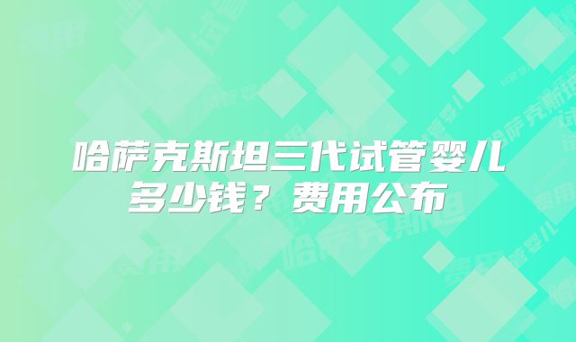 哈萨克斯坦三代试管婴儿多少钱？费用公布