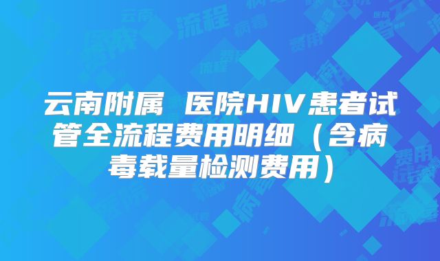 云南附属 医院HIV患者试管全流程费用明细（含病毒载量检测费用）