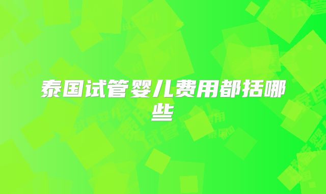 泰国试管婴儿费用都括哪些