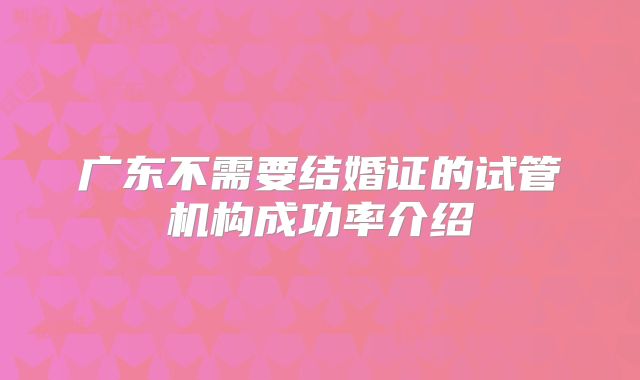 广东不需要结婚证的试管机构成功率介绍