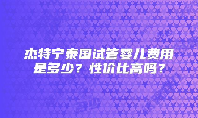 杰特宁泰国试管婴儿费用是多少？性价比高吗？
