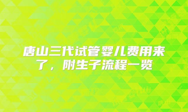 唐山三代试管婴儿费用来了,附生子流程一览