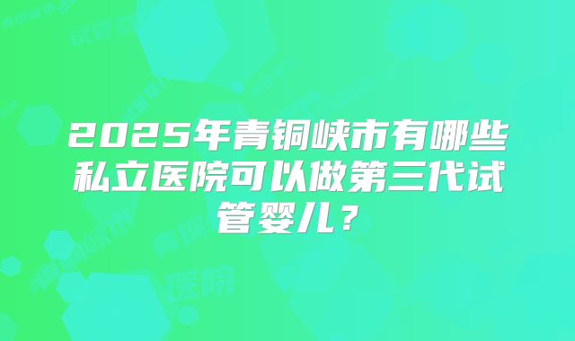 2025年青铜峡市有哪些私立医院可以做第三代试管婴儿？