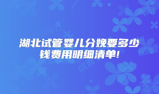 湖北试管婴儿分娩要多少钱费用明细清单!