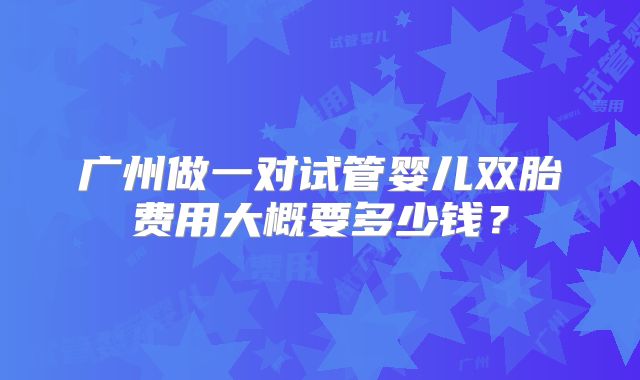 广州做一对试管婴儿双胎费用大概要多少钱?