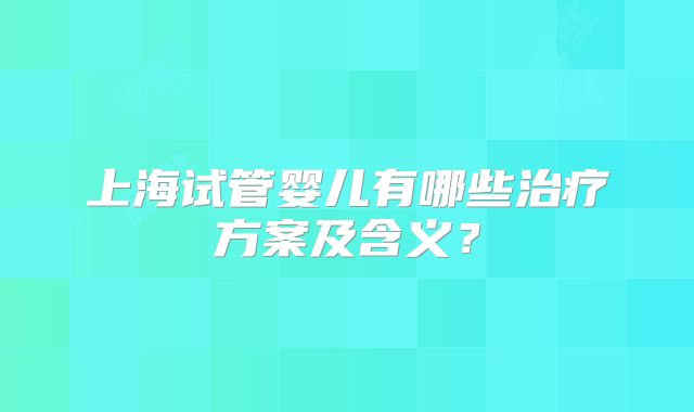 上海试管婴儿有哪些治疗方案及含义？