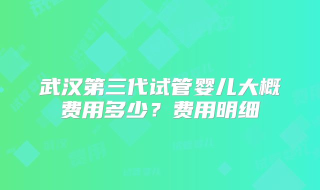 武汉第三代试管婴儿大概费用多少?费用明细