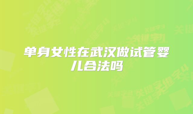 单身女性在武汉做试管婴儿合法吗
