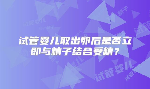 试管婴儿取出卵后是否立即与精子结合受精？