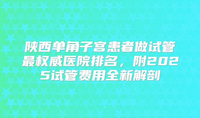 陕西单角子宫患者做试管最权威医院排名,附2025试管费用全新解剖