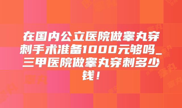 在国内公立医院做睾丸穿刺手术准备1000元够吗_三甲医院做睾丸穿刺多少钱!