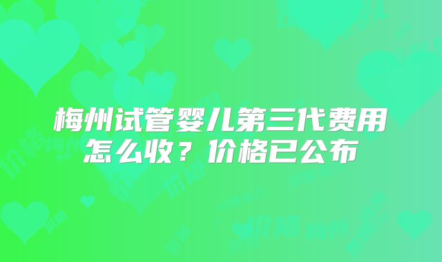梅州试管婴儿第三代费用怎么收？价格已公布