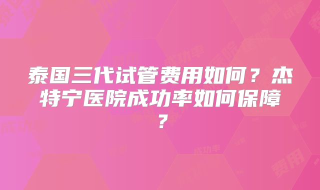 泰国三代试管费用如何？杰特宁医院成功率如何保障？