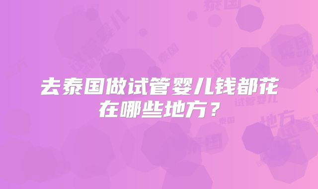 去泰国做试管婴儿钱都花在哪些地方？