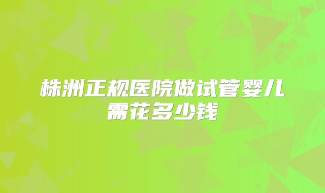 株洲正规医院做试管婴儿需花多少钱