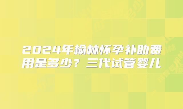 2024年榆林怀孕补助费用是多少?三代试管婴儿
