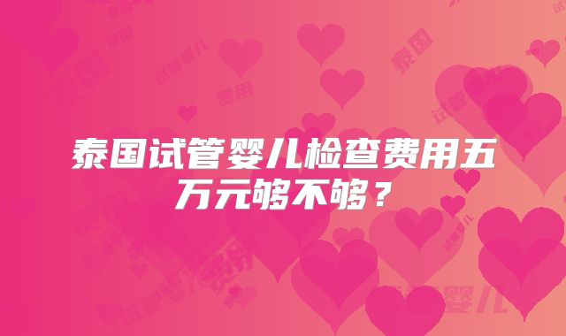 泰国试管婴儿检查费用五万元够不够?