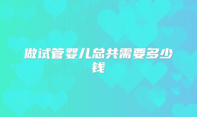 做试管婴儿总共需要多少钱