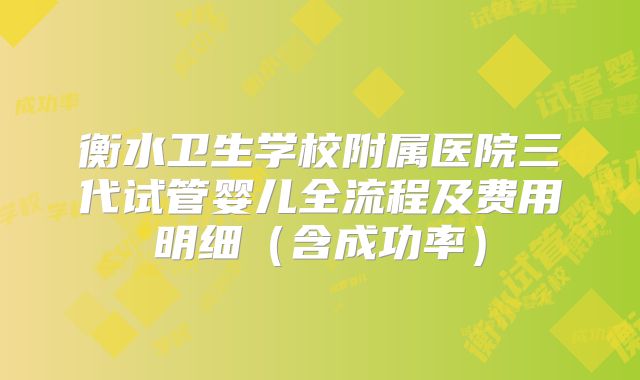 衡水卫生学校附属医院三代试管婴儿全流程及费用明细（含成功率）