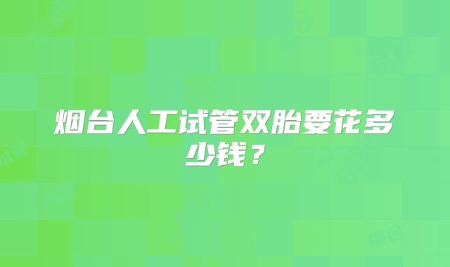 烟台人工试管双胎要花多少钱?