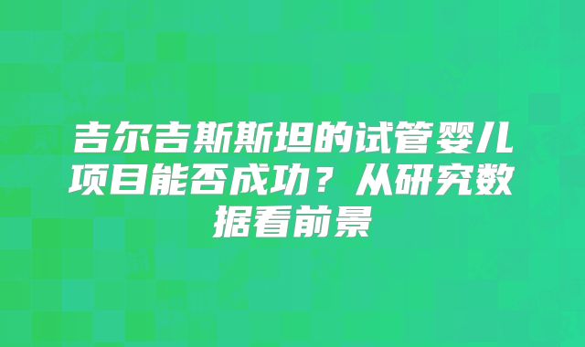 吉尔吉斯斯坦的试管婴儿项目能否成功?从研究数据看前景