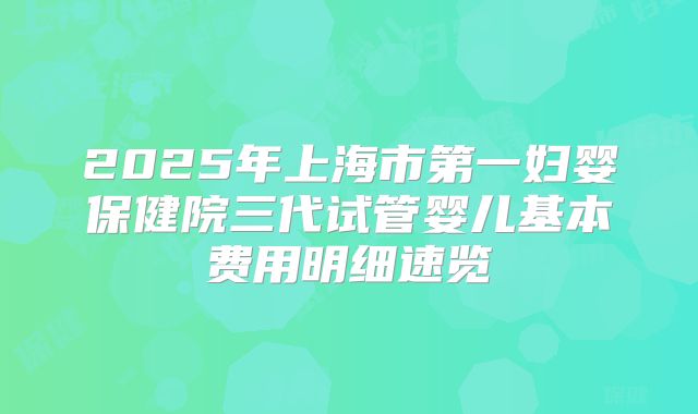 2025年上海市第一妇婴保健院三代试管婴儿基本费用明细速览