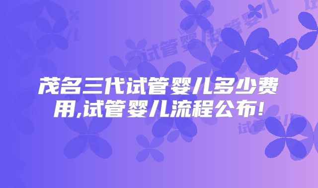 茂名三代试管婴儿多少费用,试管婴儿流程公布!