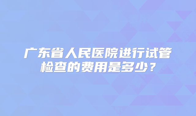 广东省人民医院进行试管检查的费用是多少?