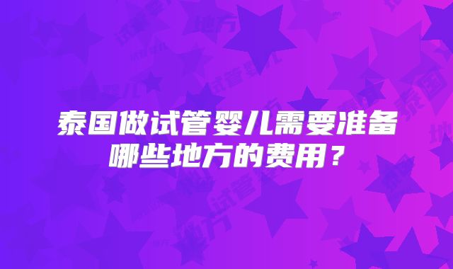 泰国做试管婴儿需要准备哪些地方的费用？