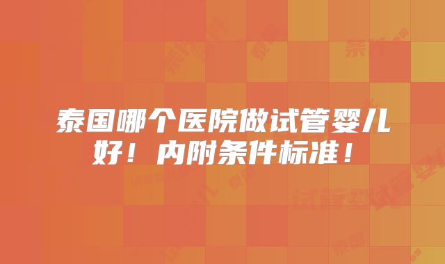 泰国哪个医院做试管婴儿好！内附条件标准！