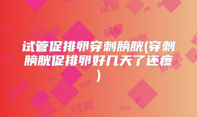 试管促排卵穿刺膀胱(穿刺膀胱促排卵好几天了还疼)