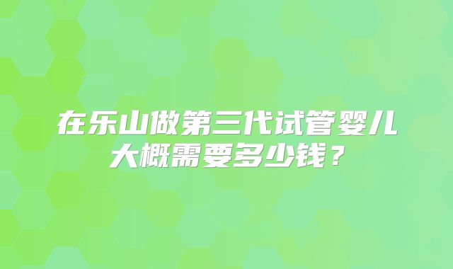 在乐山做第三代试管婴儿大概需要多少钱？