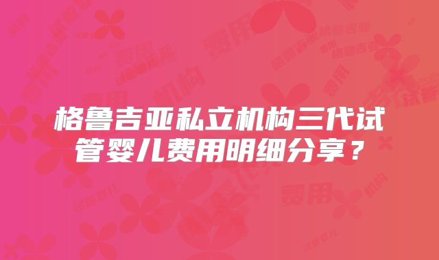 格鲁吉亚私立机构三代试管婴儿费用明细分享？