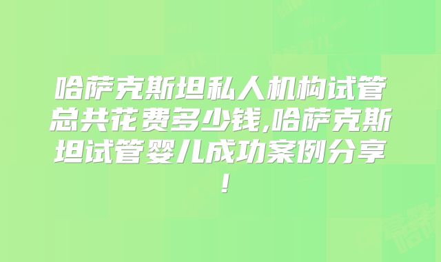 哈萨克斯坦私人机构试管总共花费多少钱,哈萨克斯坦试管婴儿成功案例分享！