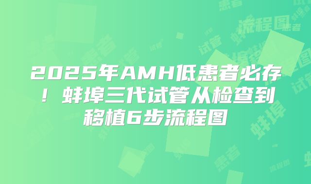 2025年AMH低患者必存！蚌埠三代试管从检查到移植6步流程图