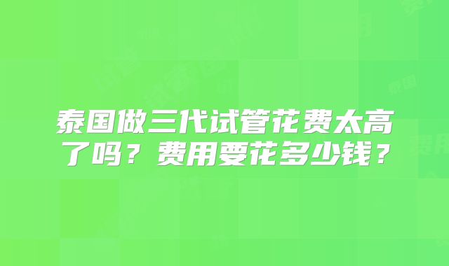 泰国做三代试管花费太高了吗？费用要花多少钱？