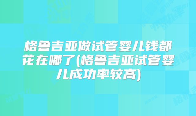 格鲁吉亚做试管婴儿钱都花在哪了(格鲁吉亚试管婴儿成功率较高)