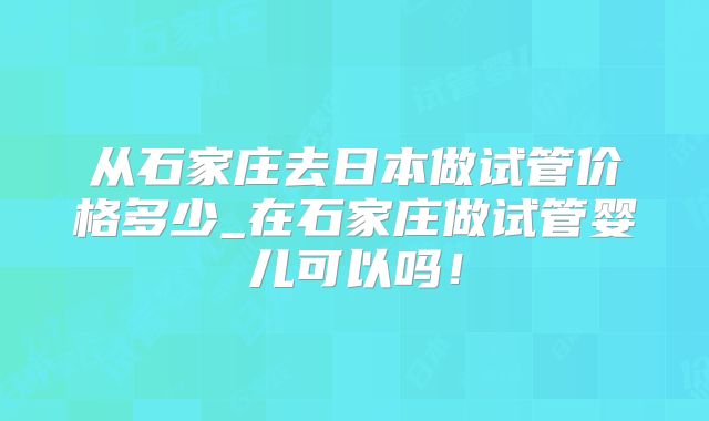 从石家庄去日本做试管价格多少_在石家庄做试管婴儿可以吗!