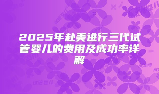 2025年赴美进行三代试管婴儿的费用及成功率详解