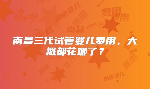 南昌三代试管婴儿费用，大概都花哪了？