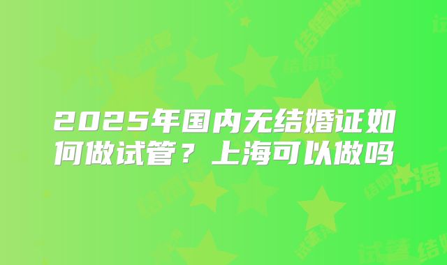 2025年国内无结婚证如何做试管？上海可以做吗