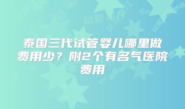 泰国三代试管婴儿哪里做费用少?附2个有名气医院费用