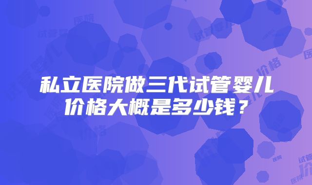 私立医院做三代试管婴儿价格大概是多少钱?