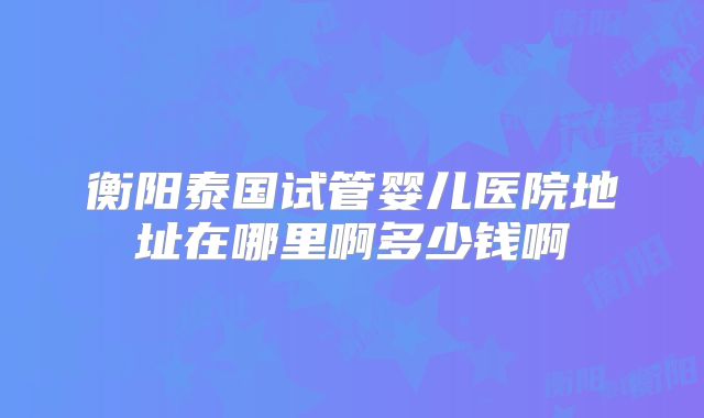 衡阳泰国试管婴儿医院地址在哪里啊多少钱啊
