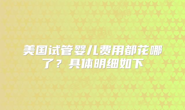 美国试管婴儿费用都花哪了?具体明细如下