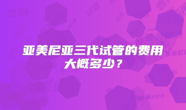 亚美尼亚三代试管的费用大概多少？