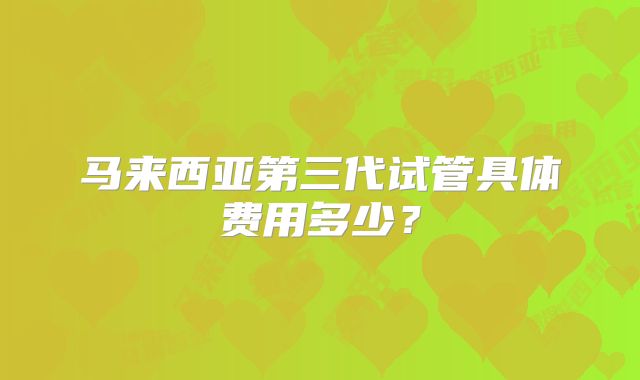 马来西亚第三代试管具体费用多少?