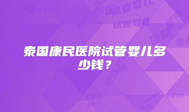 泰国康民医院试管婴儿多少钱？