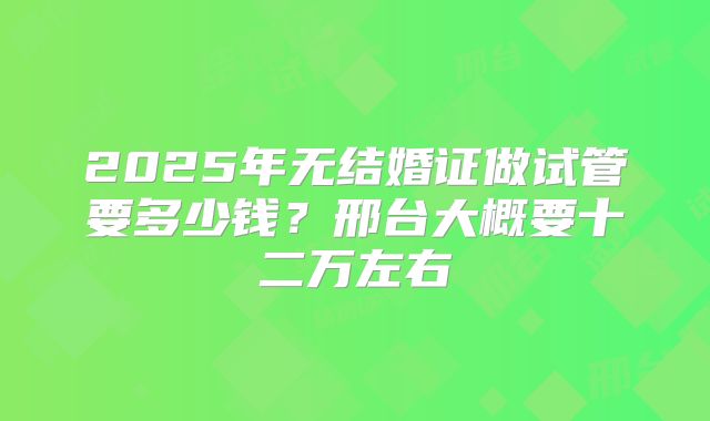 2025年无结婚证做试管要多少钱？邢台大概要十二万左右